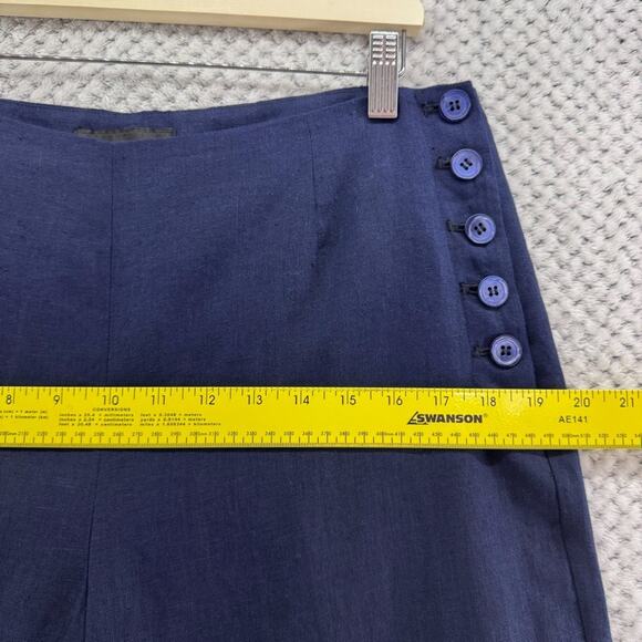 Talbots Pants Womens 8 Blue Linen High Rise Wide Leg Nautical Beach Preppy Sail - Picture 10 of 14